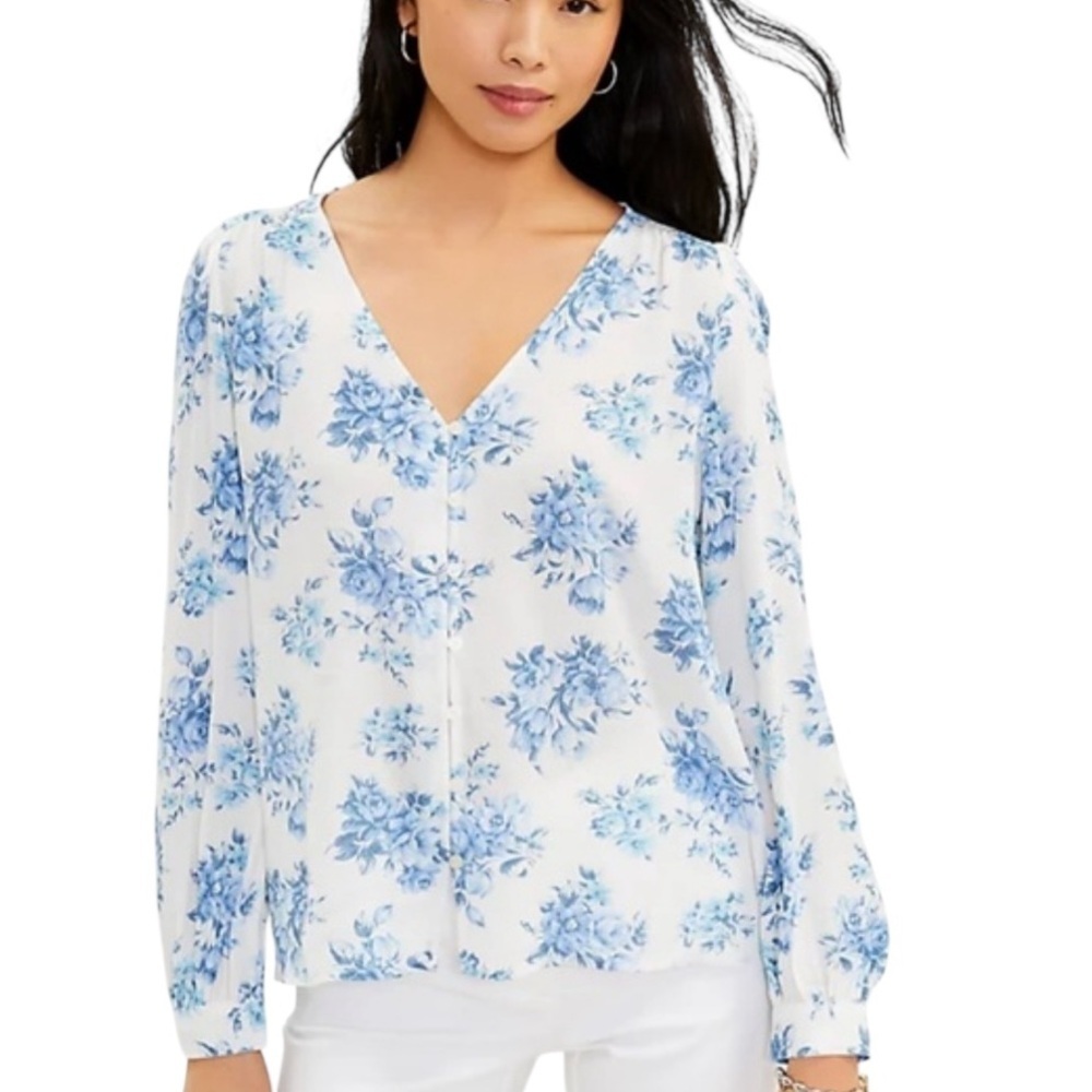 Loft | Floral V-neck Blouse Sz S NWT